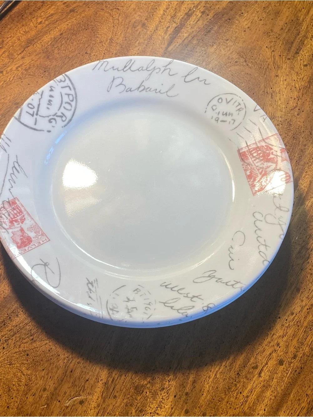 Corelle Sincerely Yours Postage Stamp 8.5”Salad Plates  - Set of 4